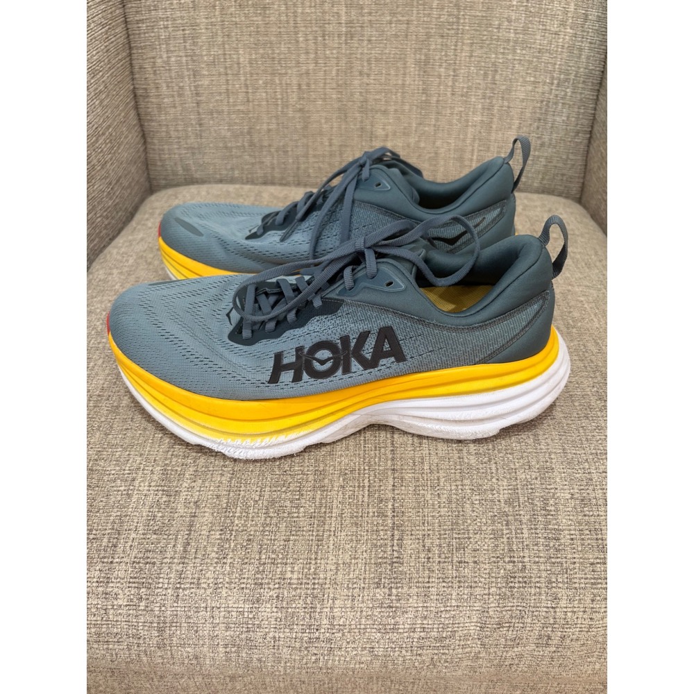 Hoka Bondi 8 Wide Mens Running Shoes Goblin Blue Yellow 1127953 GBMS Size 9.5 2E